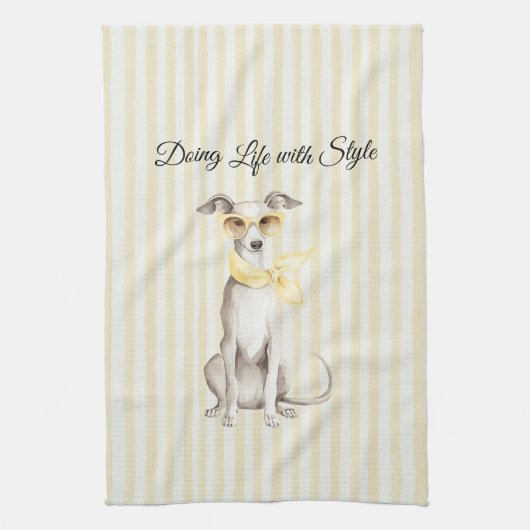 Linge De Cuisine Écharpe jaune doux Chien blanc (Vertical)