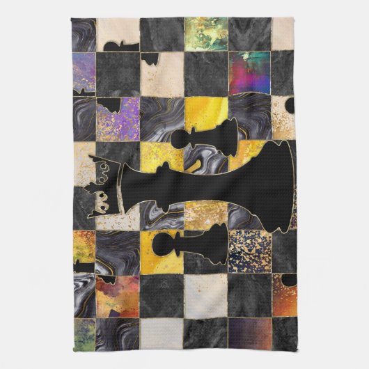 Linge De Cuisine Échecs Art Abstrait - Textures mixtes (Vertical)