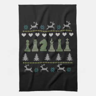 Linge De Cuisine Échecs - Échecs Pièces Laid Noël