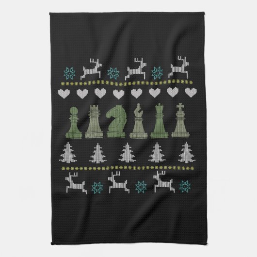 Linge De Cuisine Échecs - Échecs Pièces Laid Noël (Vertical)