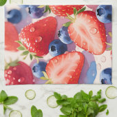 Linge De Cuisine Éclat de fraise et de myrtille frais (Plié)