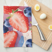 Linge De Cuisine Éclat de fraise et de myrtille frais (Quart Plié)