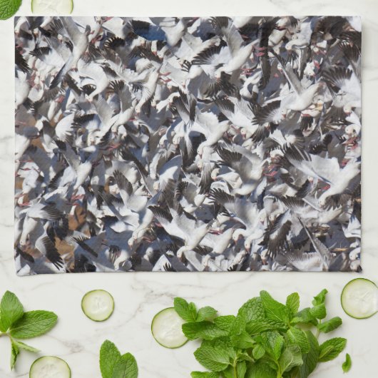 Linge De Cuisine Éclat de l'oie de neige (Plié)