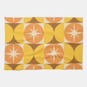 Linge De Cuisine Éclats de milieu de siècle sur des cercles orange (Horizontal)