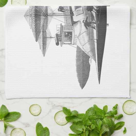 Linge De Cuisine Éclipse de dirigeable de science-fiction Steampunk (Plié)