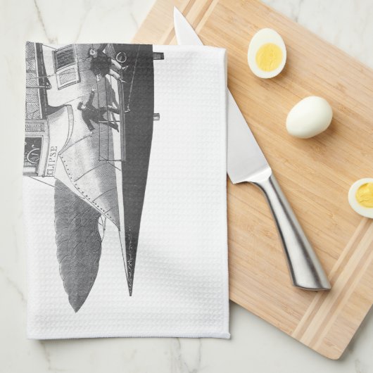 Linge De Cuisine Éclipse de dirigeable de science-fiction Steampunk (Quart Plié)