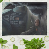 Linge De Cuisine Ecosse Terrier Citrouille Halloween effrayant (Plié)