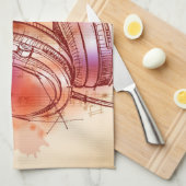 Linge De Cuisine Écouteurs sur un arrière - plan et des notes (Quart Plié)