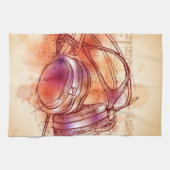 Linge De Cuisine Écouteurs sur un arrière - plan et des notes (Horizontal)