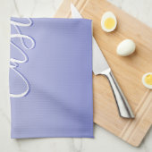 Linge De Cuisine Écriture cursive éditable | Violet blanc et violet (Quart Plié)