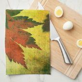 Linge De Cuisine Écriture de feuille d'érable japonaise rouge vert (Quart Plié)