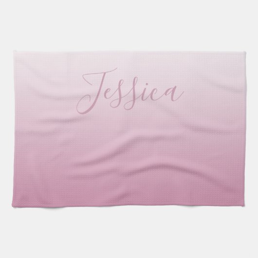 Linge De Cuisine Écriture élégante & ombre rose (toute couleur) mod (Horizontal)