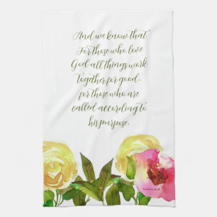Linge De Cuisine Écriture Florale Romains 8:28