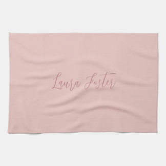 Linge De Cuisine Écriture manuscrite classique Nom élégant Rose Gol