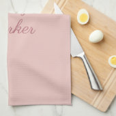 Linge De Cuisine Écriture manuscrite Rose simple Gold Nom professio (Quart Plié)