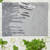 Linge De Cuisine Écriture noire monogramme blanc sur la méthode arg (Plié)