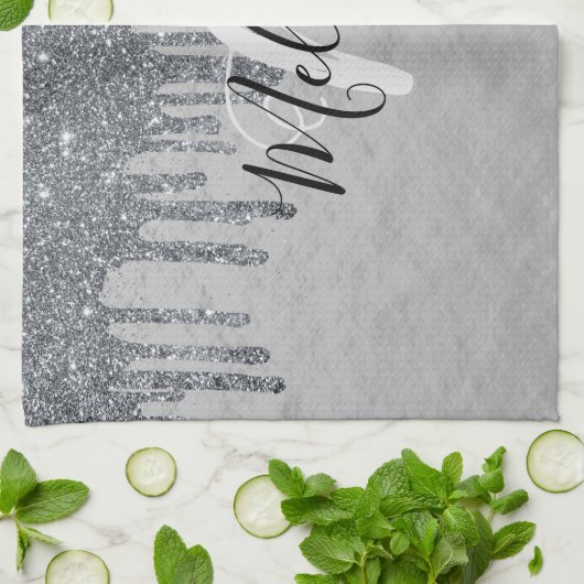 Linge De Cuisine Écriture noire monogramme blanc sur la méthode arg (Plié)