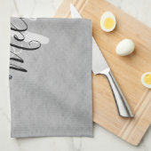 Linge De Cuisine Écriture noire monogramme blanc sur la méthode arg (Quart Plié)