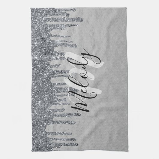 Linge De Cuisine Écriture noire monogramme blanc sur la méthode arg (Vertical)