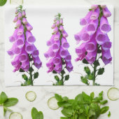 Linge De Cuisine Écriture violette blanche fleur sauvage rose fleur (Plié)