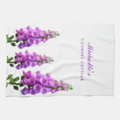 Linge De Cuisine Écriture violette blanche fleur sauvage rose fleur (Horizontal)