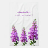 Linge De Cuisine Écriture violette blanche fleur sauvage rose fleur (Vertical)