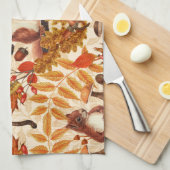 Linge De Cuisine Écureuil d'automne sur blanc (Quart Plié)