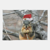 Linge De Cuisine Écureuil de Noël (Horizontal)