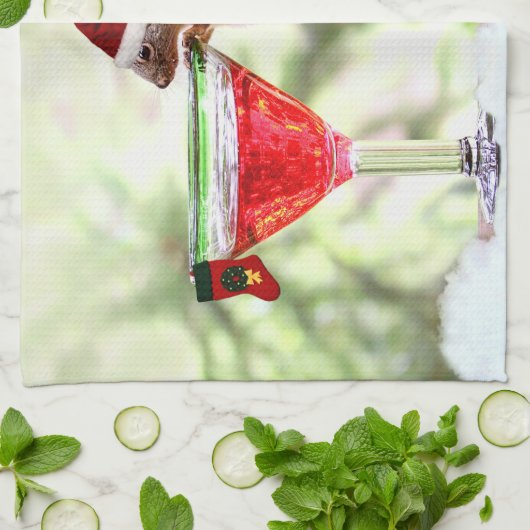 Linge De Cuisine Écureuil de Noël à l'heure heureuse (Plié)