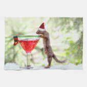 Linge De Cuisine Écureuil de Noël à l'heure heureuse (Horizontal)