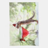 Linge De Cuisine Écureuil de Noël à l'heure heureuse (Vertical)