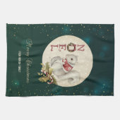 Linge De Cuisine Écureuil de Noël Vintage, Snowflakes (Horizontal)