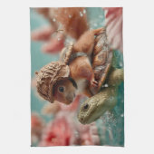 Linge De Cuisine Écureuil géant chevauchant une tortue (Vertical)