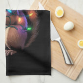 Linge De Cuisine Écureuil lumières de Noël Famille de Noël (Quart Plié)