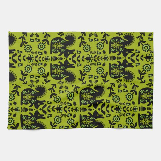 Linge De Cuisine Écureuil Nordic Scandinave Folk Art (Horizontal)