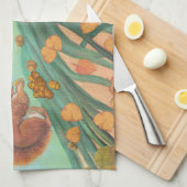 Linge De Cuisine Écureuils mignons mangeant des noisettes Illustrat (Quart Plié)