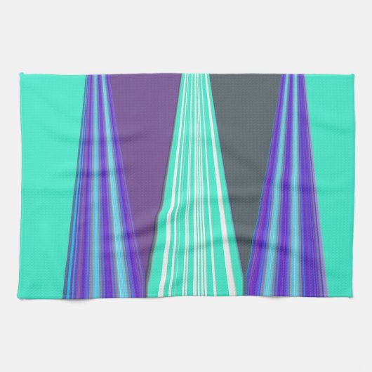 Linge De Cuisine Edgy Blue Purple Cyan Chevron Art Imprimer (Horizontal)