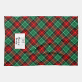 Linge De Cuisine Éditable initiale et nom plaid vert rouge de vacan (Horizontal)