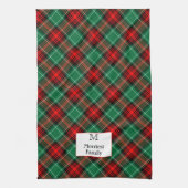 Linge De Cuisine Éditable initiale et nom plaid vert rouge de vacan (Vertical)