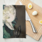 Linge De Cuisine Edouard Manet - Branche des pivoines blanches, sec (Quart Plié)