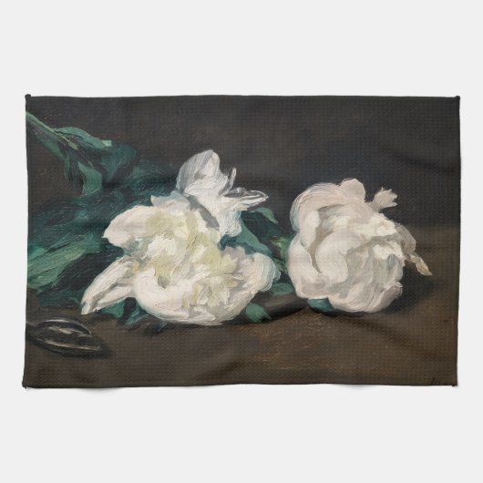 Linge De Cuisine Edouard Manet - Branche des pivoines blanches, sec (Horizontal)