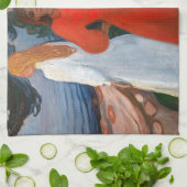 Linge De Cuisine Edvard Munch - Rouge et Blanc (Plié)