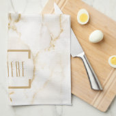 Linge De Cuisine Effet Marbre Doré Moderne (Quart Plié)