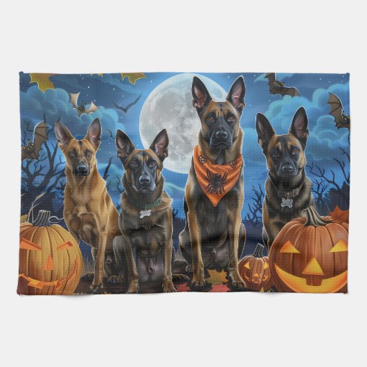 Linge De Cuisine Éffrayant belge de Malinoi Halloween (Horizontal)