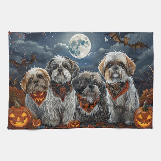 Linge De Cuisine Éffrayant d'Halloween Malti Tzu (Horizontal)
