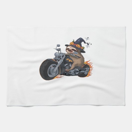Linge De Cuisine Éffrayant Sloth Motorcycle Ride Halloween Biker Fu (Horizontal)