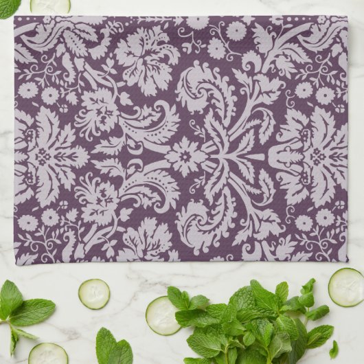 Linge De Cuisine Éggplant Purple Damask (Plié)