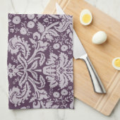 Linge De Cuisine Éggplant Purple Damask (Quart Plié)