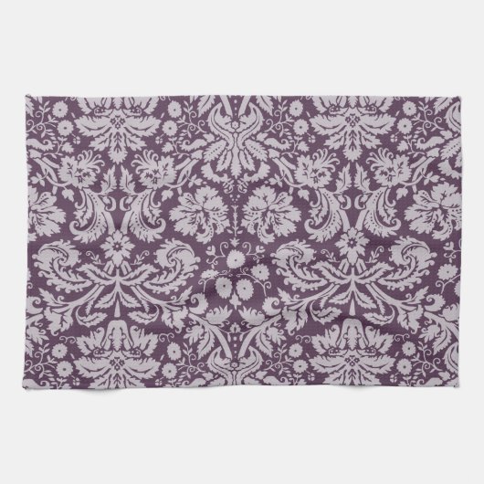 Linge De Cuisine Éggplant Purple Damask (Horizontal)