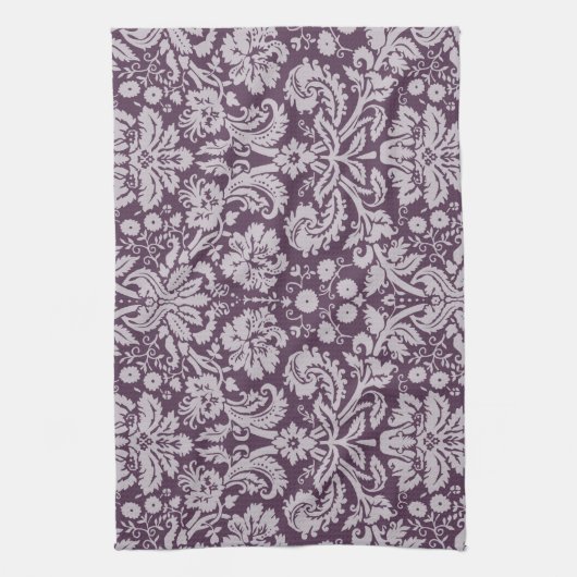 Linge De Cuisine Éggplant Purple Damask (Vertical)
